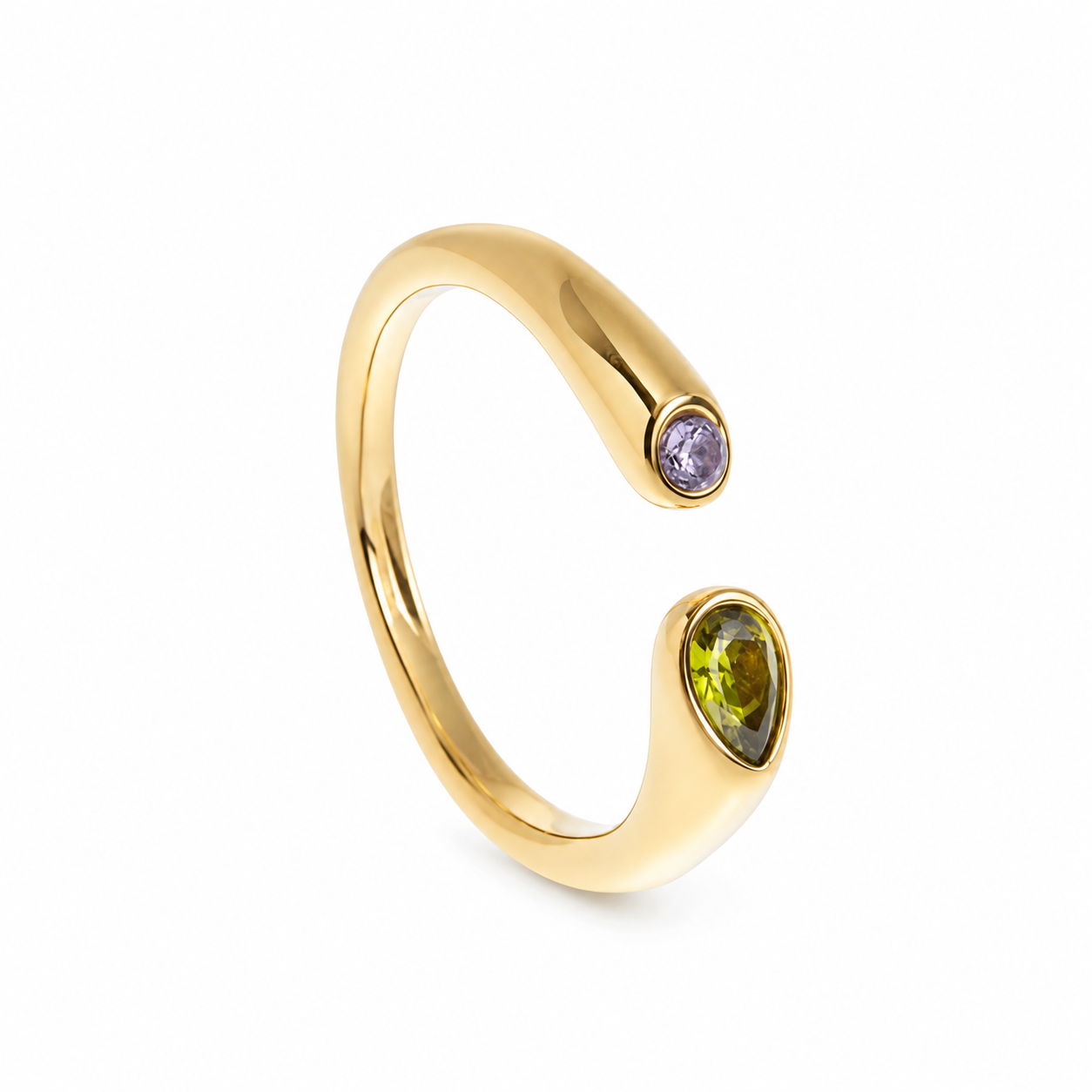 Anel Duo de Gotas Ajustável — Banhado a Ouro 18k