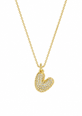 Colar Coração Cravejado Puff Banhado a Ouro 18k
