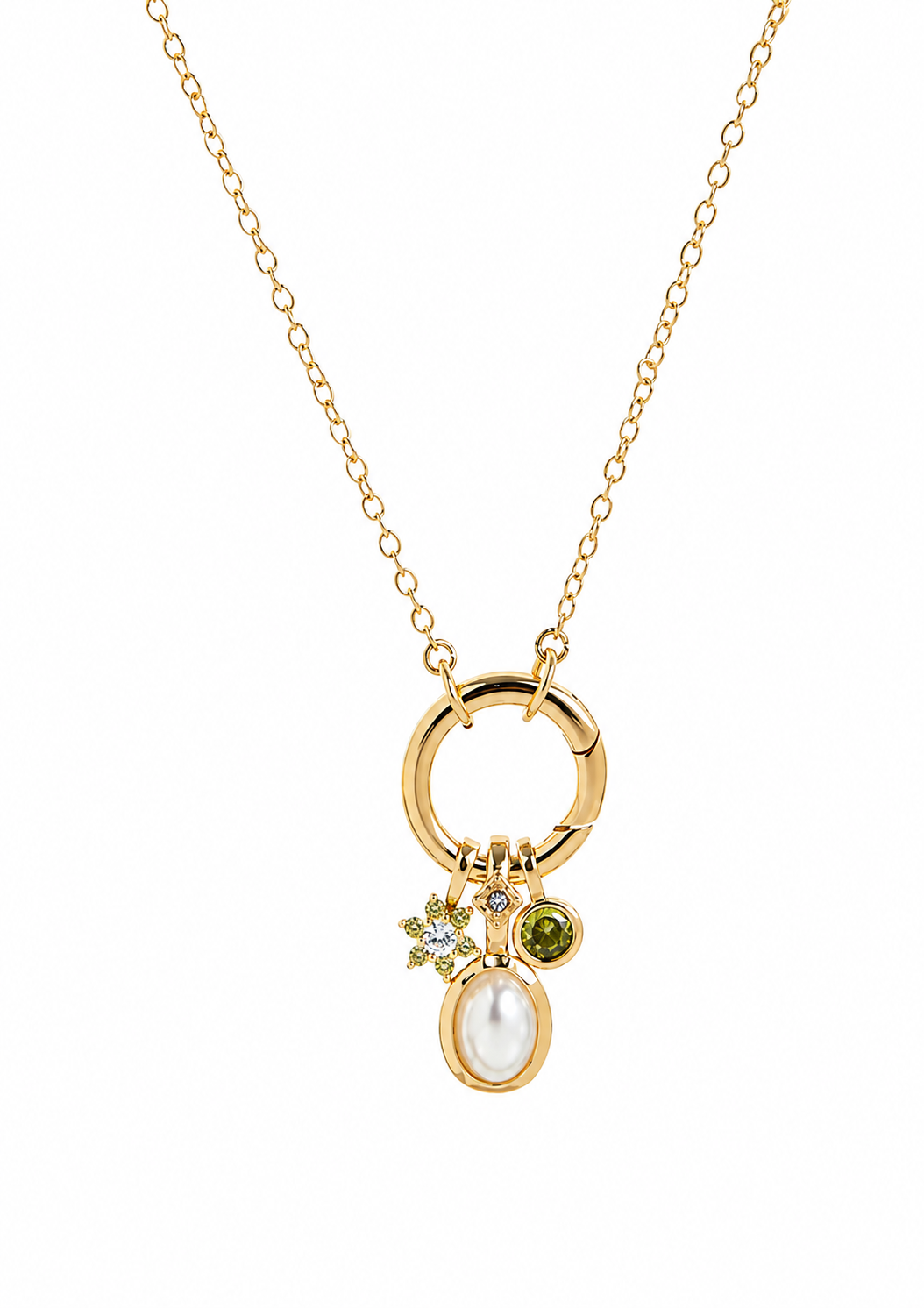 Colar Argola Encanto com Pérola — Banhado a Ouro 18k