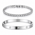 Conjunto Pulseira Riviera + Bracelete — Prata 925