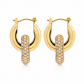 Brinco Argola Entrelaçada Cravejado Banhado a Ouro 18k