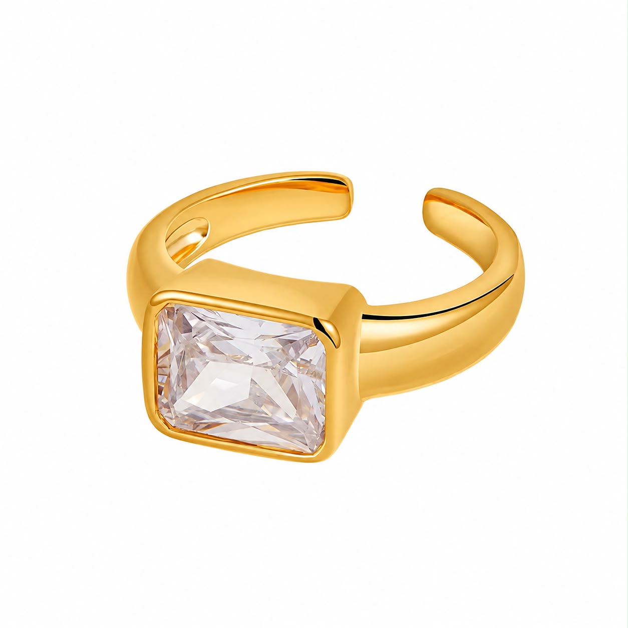 Anel Lumi Cristal Regulável – Banho de Ouro 18K