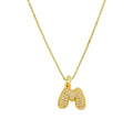 Colar Inicial " M " Cravejada – Banho de Ouro 18K