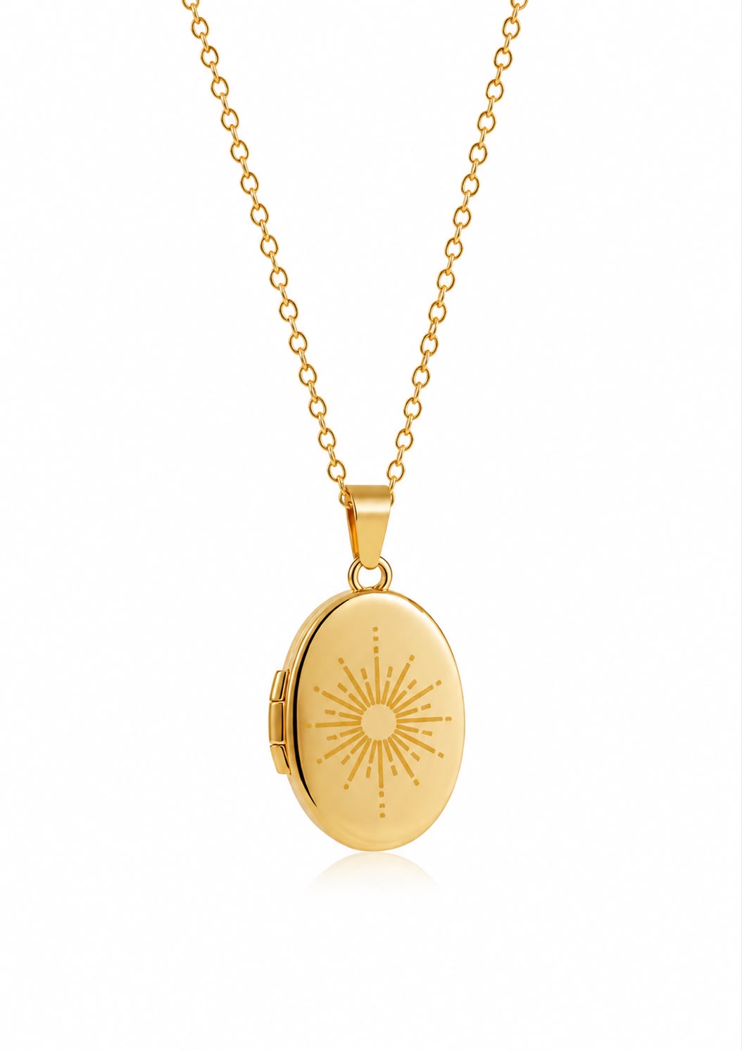 Colar Relicário Sol banhado a ouro 18k