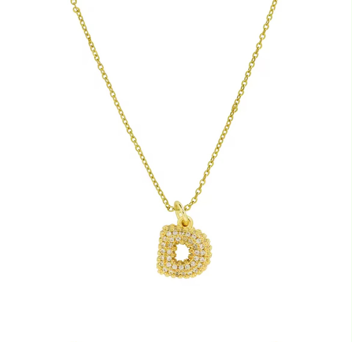 Colar Inicial " D " Cravejada – Banho de Ouro 18K
